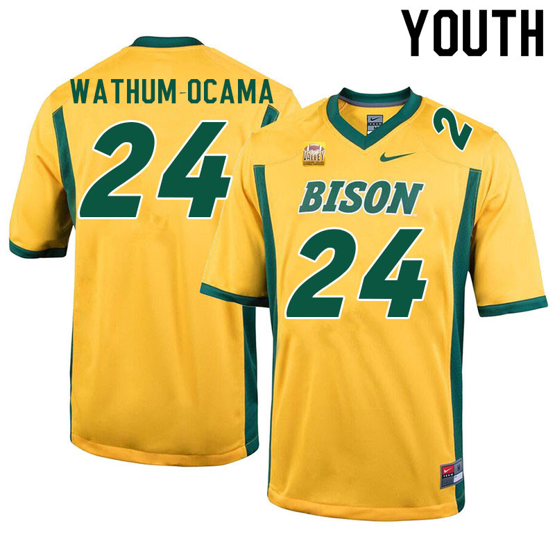Youth #24 Jenaro Wathum-Ocama North Dakota State Bison College Football Jerseys Sale-Yellow